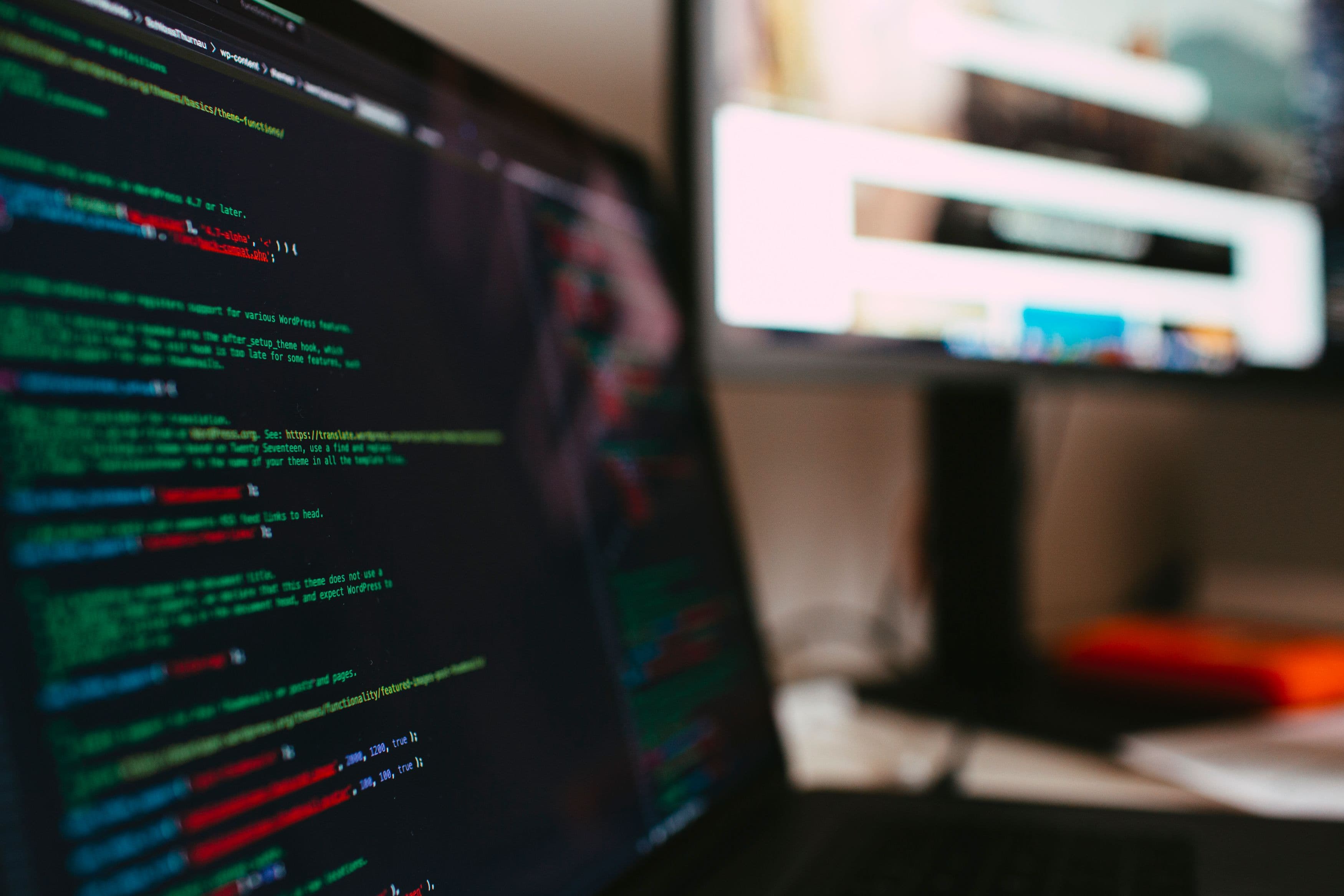 Close-up of programming code on a computer screen